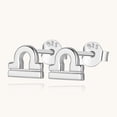 thumbnail image 2 of Lavishe Rhodium Plated 925 Sterling Silver Cubic Zirconia Horoscope Zodiac 12 Constellation Astrology Jewelry Libra Stud Earrings, 2 of 3