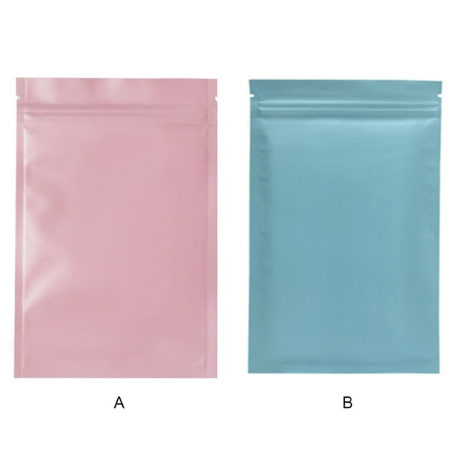 100 Pieces Aluminum Foil Ziplock Pouches Reusable Bags Various Size Zip Lock Packaging Reusable Heat Seal Coffee Bean Food Pack Pink 12*18CM