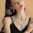 thumbnail image 3 of S Face Necklace And Earrings Set, 14k Layer Clip Chain Preppy Jewelry For Daughter M, 3 of 5