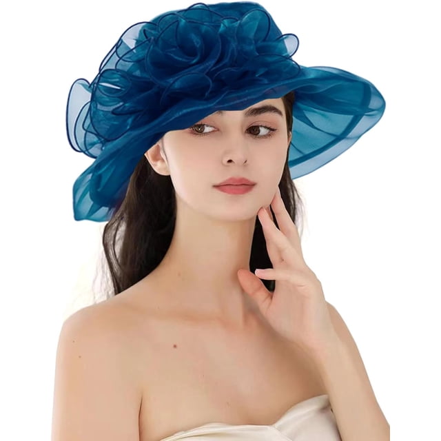 Women's Kentucky Derby Church Dress Hat Wide Brim Leaf Flower Bridal Shower Hat