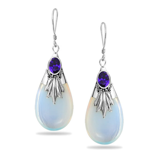 Western Style Rainbow Opalite Glass Teardrop Pear Shaped Dangle