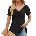 thumbnail image 2 of EHQJNJ Female Summer Tops with Sleeves for Women Vacation Womens Summer Fall Top Shirt Casual Round Neck Cute Puff Sleeve Short Sleeve Blouse Top Shirt for Women T Shirts Women White T Shirts, 2 of 5