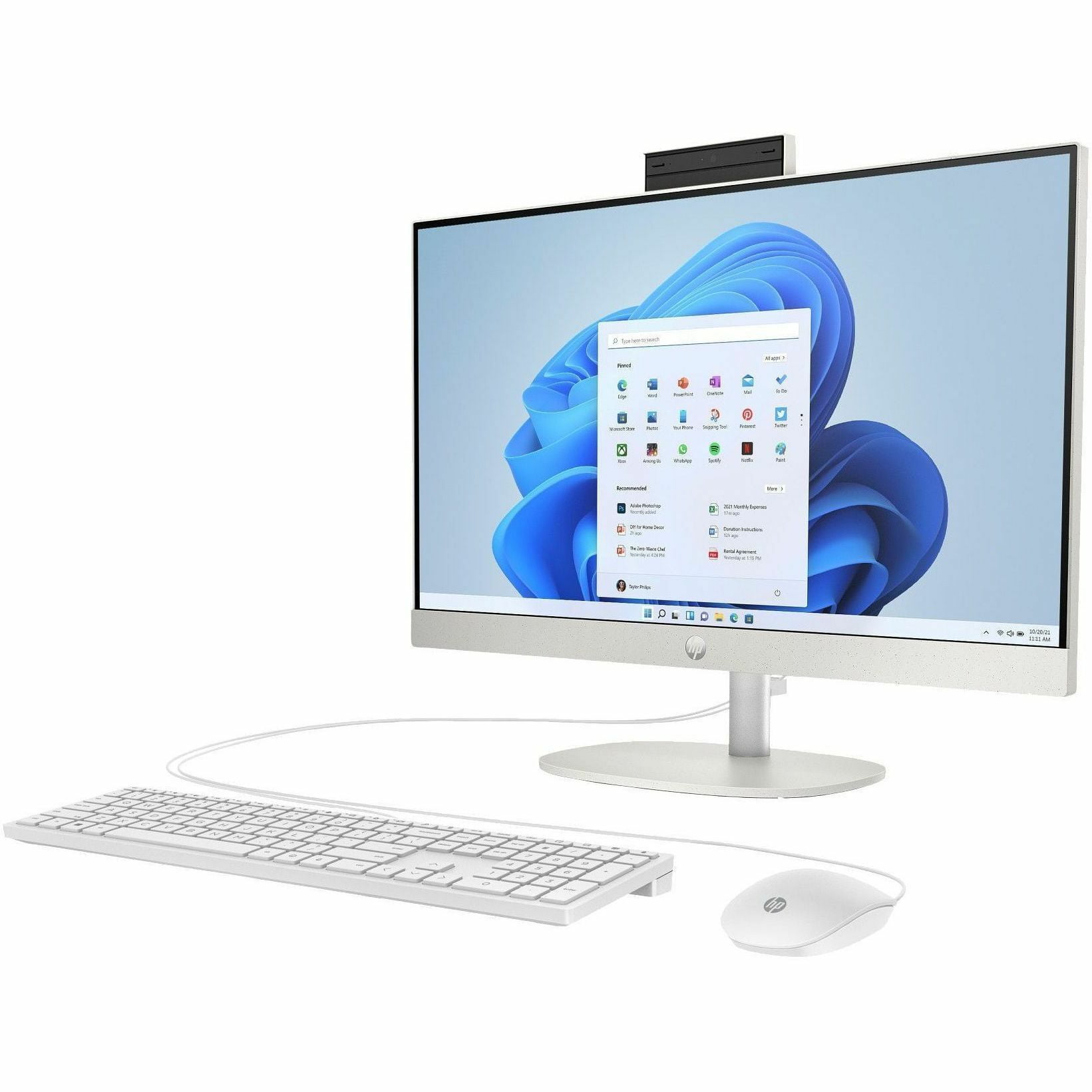 HP 24-cr0000a 24-cr0410 All-in-One Computer, AMD Athlon Silver 7120U, 8 GB, 256 GB SSD, 23.8" Full HD, Desktop, Shell White