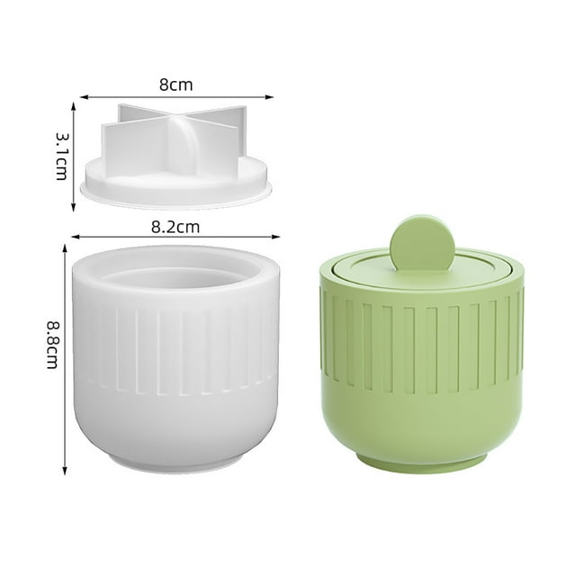 GloryStar Candle Jar Silicone Molds Set Candles Mould Epoxy Resin Casting Molds Striped Round Pot Molds Candle Holder With Lids For Making Plaster Concrete Storage Box Home Decor Planter