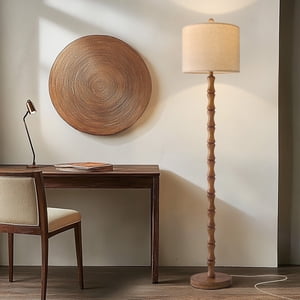 Oneach 62" Farmhouse Floor Lamp, Wood Grain Brown