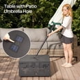 thumbnail image 6 of XIZZI 27.17" Outdoor Coffee Table with Umbrella Hole, All-weather Patio Side Table with Solar LED, IP44 Waterproof, Rust-resistant Metal Cutout Design, Gray, 6 of 8