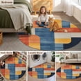 thumbnail image 5 of Abstract Stitching 4FT Round Area Rugs for Living Room 111 White Orange Blue Fluid Wash Art Ultra-Thin Non-Slip Round Rugs Machine Washable Low Pile Circle Carpet for Bedroom Kitchen Nursery, 5 of 9