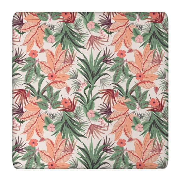 Floral Tablecloth Waterproof Vintage Botanical Design with Elastic Edges, Square Backed Cover for Rustic Kitchen and Patio