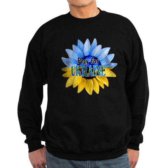 CafePress - Pray For Ukraine Blue And Yellow Sunflower Sweatsh - Classic Crew Neck Sweatshirt