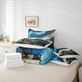 thumbnail image 4 of Black Blue Marbling Bedding Comforter Sets 7 Pieces Watercolor Stripe Bed in a Bag, Black and Gold Marble Full Bedding Sets Foil Print Comforter Set, Abstract Aesthetic Metallic Bedding Sets, 4 of 4