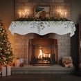 thumbnail image 4 of Sage Green Christmas Fireplace Mantle Scarf, Xmas Botanical Berry Winter Mantel Cover Table Runner for Home Living Room Door Window, Indoor Outdoor Holiday Party Decor 17" x 60", 4 of 8