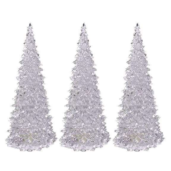 PEACNNG 3 Pcs Lighted Christmas Tree Colorful LED Acrylic Night Light Christmas Decoration Table Top Christmas Trees Holiday Decoration Set of 3 Multicolored Light Up Glitter Tabletop Figurine