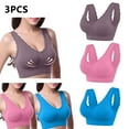 thumbnail image 2 of Amzcrzy Women's 3-Pack Plus Size Sports Bras Seamless Wireless Bras Comfortable Underwire Lace Bralettes Push Up Bras Full Coverage Everyday Bra, 2 of 9
