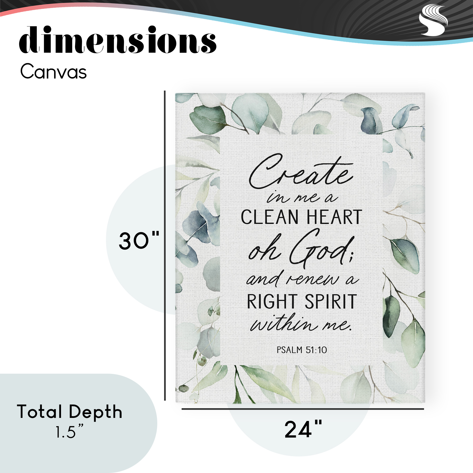 Clean Heart & Right Spirit Canvas Wall Art, design by Lettered and Lined
