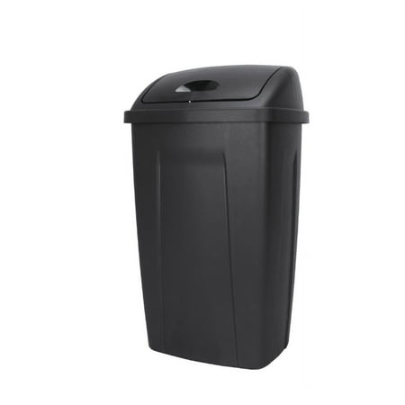Mainstays 13 Gallon Trash Can, Plastic Swing Top Kitchen Garbage Trash Can, Black