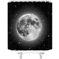 thumbnail image 3 of Full Moon Shower Curtain Fantasy Black Starry Sky Glowing Gray Moonlight Stars Outer Space Universe Galaxy Fabric Bathroom Decor Set with Hooks,Black Gray(84" Wx70 H), 3 of 3