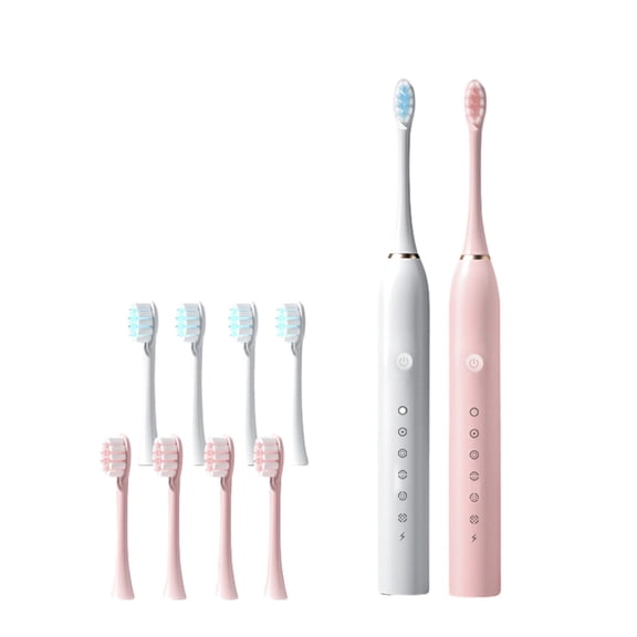 TERGAYEE 2-Pack Electric Toothbrush,Rechargeable Electric Toothbrush Soft Bristle Brush with 8 Brush Heads,6 Modes,3 Hours Charge for 100 Days