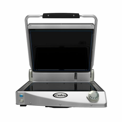 Cadco CPG-15F Single Commercial Panini Press with Ceramic Smooth Plates, Stainless Steel, 208-240v/1ph, NSF, For Commercial Use