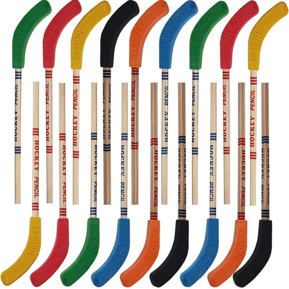 RONYOUNG 18PCS Hockey Pencils and Erasers - Bulk 9 Inch Hockey Stick Sports Theme Party Supplies, Fun Cool Pencils for Hockey Fans, Students, Stocking Stuffers and Goodie Bag Birthday Party Favors
