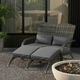 thumbnail image 2 of GVN Patio Lounge Chair,Outdoor Chaise Lounge Chair,Wicker Adirondack Chair for 2 with Cushions & Footrests, PE Rattan Double Chaise Lounge Chair for Porch, Mixed Gray, 2 of 11