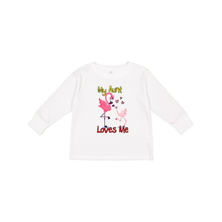 

Inktastic My Aunt Loves Me Flamingo Boys or Girls Long Sleeve Toddler T-Shirt