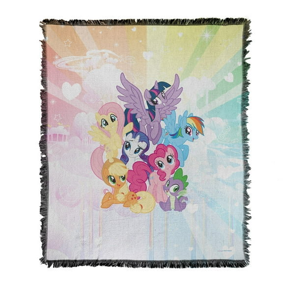 My Little Pony Tv Blanket, 50'x60' Pony Group Woven Tapestry Cotton Blend Fringed Throw