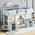 thumbnail image 3 of LOOM Twin Loft Bed with Built-in Bookshelf,Curtain,and Storage Shelf Amusement Park-Inspired Playful Design Safety Guardrails,Blue, 3 of 9