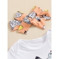 thumbnail image 6 of Suealasg 3Pcs Baby Girl Clothes 3M 6M 12M 18M Newborn Girl Summer Casual Farm Outfits Short Sleeve Romper + Ribbed Shorts + Headband Set, 6 of 7