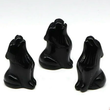 EOEMY Natural Quartz Crystal Carved Wolf Healing Wolves Animal Sculpture Stone Decor-Black Obsidian Stone EOEMY Natural Quartz Crystal Carved Wolf Healing Wolves Animal Sculpture Stone Decor-Black Obsidian Stone