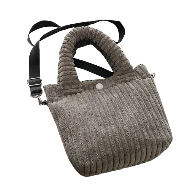 Bolso de hombro de pana para mujer, bandolera de color liso con correa ajustable y asa superior para desplazamientos diarios por la calle.