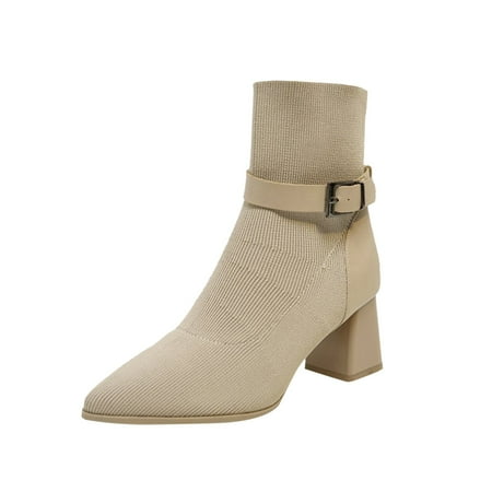 

Fsqjgq Open Toe Boots for Women Low Heel Winter Women Suede Print Heel Over The Knee High Heel Long Boots Women Autumn and Winter Fashion Women Pump Boots White 39