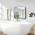 thumbnail image 6 of VONIGEE 18x18 Inch Black Bathroom Mirror, Large Rectangular Wall Mounted Vanity Mirror with Metal Frame Rounded Corner, Matte Black Decorative Mirror for Bedroom, Living Room, Entryway, 6 of 7