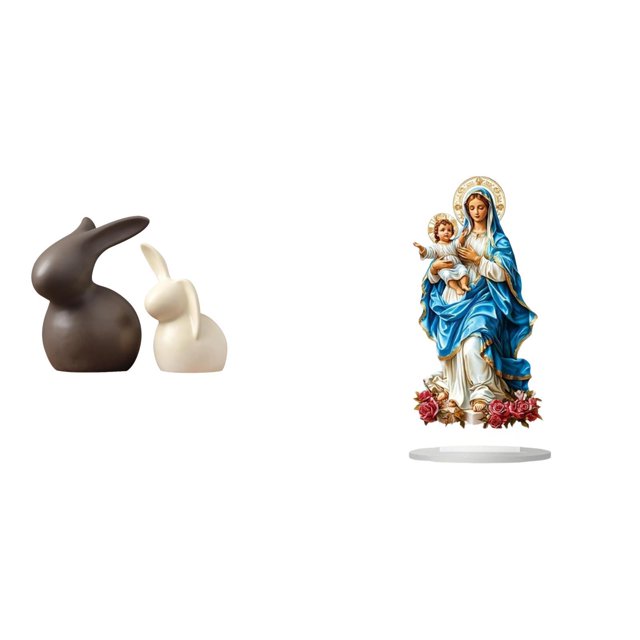 Estatua de conejo de porcelana de cerámica para mueble de TV y mueble de jardín, con adorno de mesa de acrílico 2D, ideal como regalo para