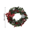 thumbnail image 3 of Christmas Wreath, 18 Inch Artificial Wreath with Plaid Bow, Pinecones, Red Berries, Snowflakes, Bird, Winter Hanging Front Door Decor, 3 of 7