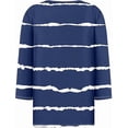 thumbnail image 4 of 3/4 length sleeve Womens tops 2026 Summer Spring Striped T Shirts Button Down Henley Neck Casual Print Tunic Three Quarter Length Womens Tops, 4 of 5
