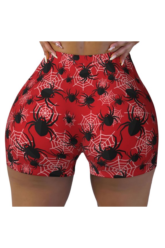 A Web With A Spider 1 Print Workout Shorts for Women Seamless Soft Smooth Gym Yoga Scrunch Active Shorts