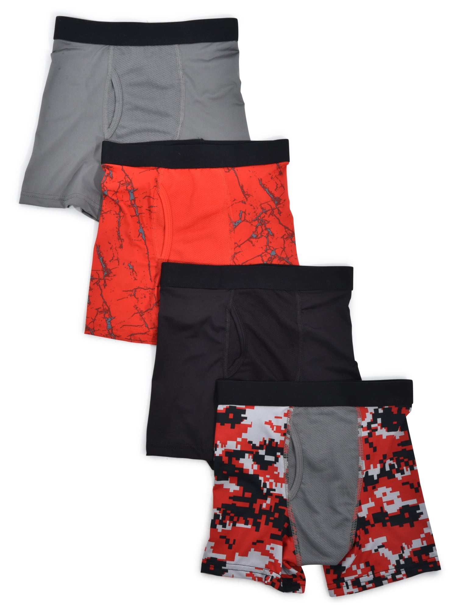 Athletic Works Athletic Works Boys Underwear, 4 Pack Mesh Print Boxer