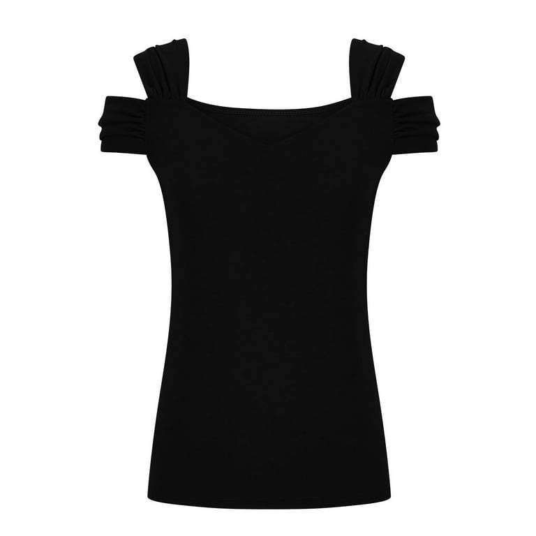 MIUOWANP Women's T-Shirts Casual Solid Color Off Shoulder MIUOWANP Women's T-Shirts Casual Solid Color Off Shoulder