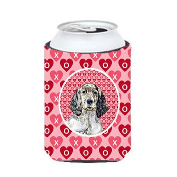 English Setter Valentines Love And Hearts Can Or Bottle Hugger - 12 oz.