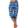 thumbnail image 2 of Casual Capri Pants Women Summer Athletic Tie Dye Print Elastic Waist Sweatpants with Pocket Joggers Fashion Bottoms, Blue, L, 2 of 7