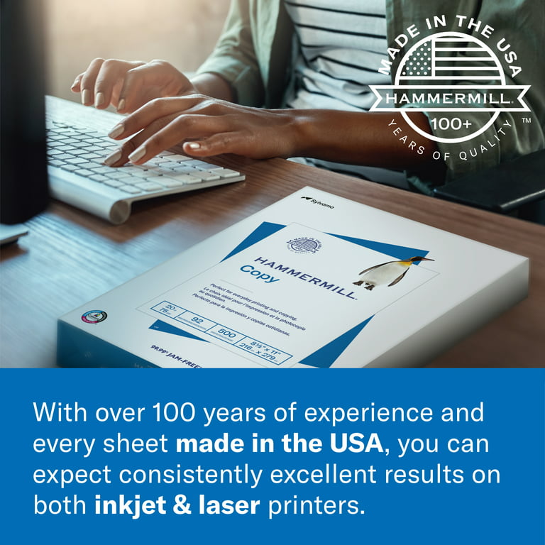 Hammermill Printer Paper, Premium Multipurpose Paper 20 lb, 8.5 x 11 - 5 Ream (2,500 Sheets) - 97 Bright, Made in The USA