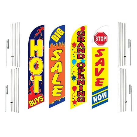 4 Swooper Flags With 4 Pole Kits Hot Buys Big Sale Grand Opening Save Now