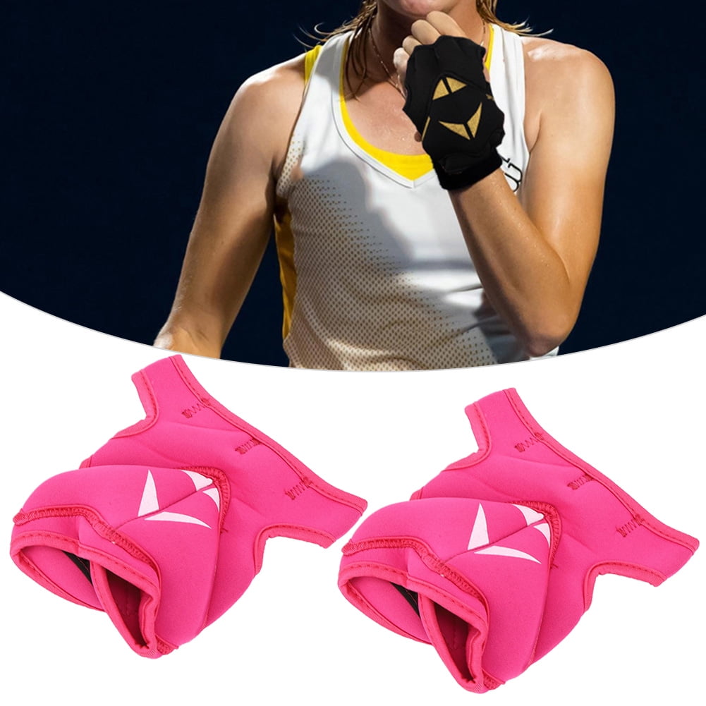 2Pcs 2lb Sport Unisex Half Finger Weighted Gloves Sandbag for Boxing Training Fitness(pink )
