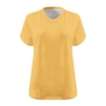 thumbnail image 3 of Hecho para Más Camisa Mujeres de Cuello en V de Gran Tamaño de Manga Corta Top Sólido, Base de Verano Deportivo Tee para el Uso Diario Y Casual Del Hogar, Bastidor de Imitación Ligero, 3 of 5
