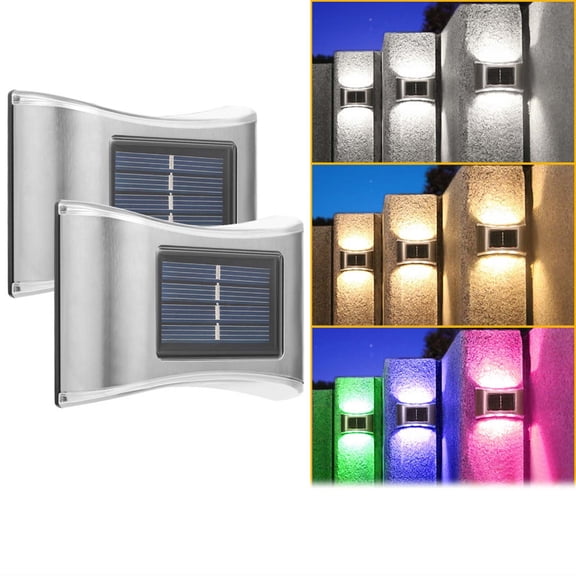 WYBXZ Solar Outdoor Garden Lamp, Outdoor Waterproof Wall Washer Lamp, Solar Lights for Outside House Garden Patio Garage Porch(2PC)