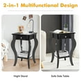 thumbnail image 4 of Costway End Side Table with Drawer Bottom Shelf Accent Nightstand Bedroom Black, 4 of 10