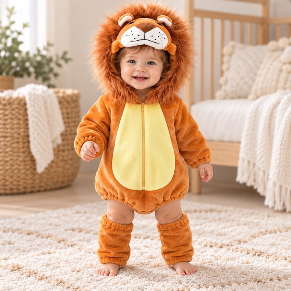 LIIPEE Boys Girls Cute Lion Costume Baby Halloween Party Dress Up Clothes 2 Piece Set 3-12 Months