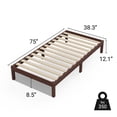 thumbnail image 3 of LIFEMENT Twin Classic Wood Platform Bed Frame, Solid Wood, No Box Spring Needed, Easy Assembly, Minimalist Modern Design, Under Bed Storage, Walnut, 3 of 10