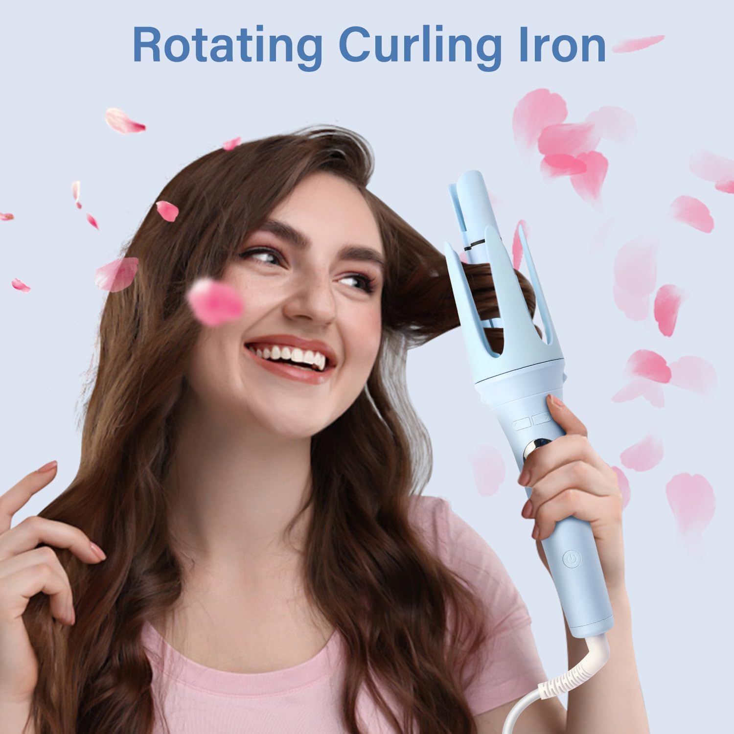 Automatic Hair Curler with 4 Temperature Settings, Auto-Rotating Ceramic Curling Iron with Anti-Tangle & Anti-Scald Design