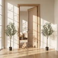 thumbnail image 2 of BEAUTYPEAK 4FT Artificial Plant Fake Indoor Olive Tree Decorative Outdoor Greenery in Black Pot, 2 of 7